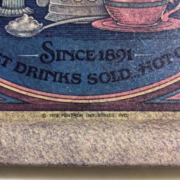Vintage 1979 Pentron tin serving tray “The Warm & Wonderful Beverage Company” - Picture 5 of 7